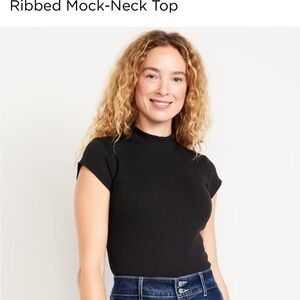 Ribbed Mock-Neck Top